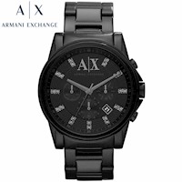 Reloj Armani Exchange Outerbanks AX2093 Fecha Cronómetro Acero Inoxidable Negro