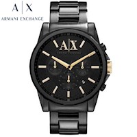 Reloj Armani Exchange Outerbanks AX2094 Para Hombre Fecha Cronómetro Acero Inoxidable Negro