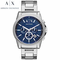 Reloj Armani Exchange Outerbanks AX2509 Para Hombre Fecha Cronómetro Acero Inoxidable Dial Azul