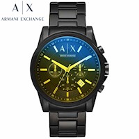 Reloj Armani Exchange Outerbanks AX2513 Fecha Cronómetro Cristal Iridiscente Acero Inoxidable Negro