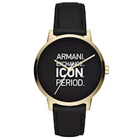 Reloj Armani Exchange Cayde AX2741 Acero Inoxidable Dorado Correa de Cuero Negro