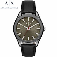 Reloj Armani Exchange Fitz AX2806 para Hombre Correa de Cuero Negro Acero Gunmetal