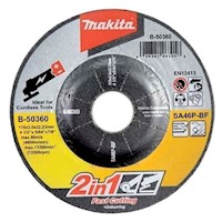 Disco de Desbaste 2 en 1 para Acero Inox. 115mm x 2.0mm Makita B-50360
