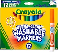 CRAYOLA MARCADORES DE LÍNEA ANCHA (12 UNIDADES), MARCADORES LAVABLES PARA NIÑOS