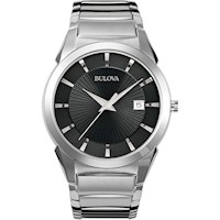 Bulova 96B149 reloj cuarzo con calendario y dial texturizado | Plateado/Negro