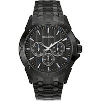 Bulova reloj clásico para hombre de cuarzo multifunción con esfera negra