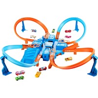 Hot Wheels Criss Cross Crash con auto 1:64 y propulsor motorizado