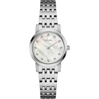 Bulova reloj clásico pequeño mujer cuarzo dos agujas nácar | Plateado
