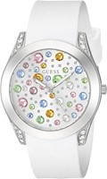 GUESS Silver-Tone and White Jeweled Watch
