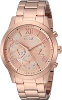 GUESS Classic Rose Gold Bracelet Stainless Steel Watch with Day, Date + 24 Hour