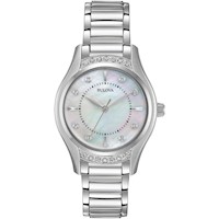 Bulova reloj clásico mujer con diamantes 3 agujas de cuarzo acero inoxidable | Plata