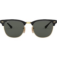 Ray-Ban RB3716 Clubmaster Metal Gafas de sol para hombre | Black on Gold / Green