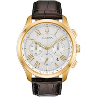 Bulova 97B169 reloj Wilton clásico cuero marrón hombre | Oro