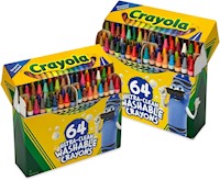 CRAYOLA CRAYONES LAVABLES, 64 UNIDADES (2 CAJAS), CRAYONES A GRANEL PARA NIÑOS