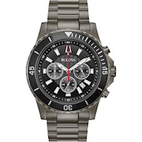 Bulova reloj clásico deportivo hombre cronógrafo 6 agujas de cuarzo acero | Carbón