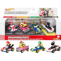 Hot Wheels Mario Kart con 4 personajes