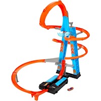 Hot Wheels Sky Crash Tower con auto 1:64 y amplificador motorizado