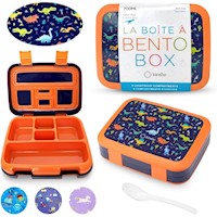 LONCHERA BENTO INFANTIL TAPA SEGURA 5 PORCIONES | NARANJA