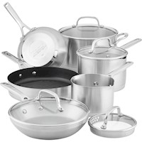 KitchenAid juego de ollas y sartenes 10 pzas, inducción acero cepillado
