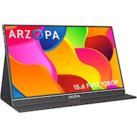 ARZOPA Monitor Portátil 15.6" FHD 1080P S1 Table – HDR, Eye-Care, USB-C & HDMI, Smart Cover | Black