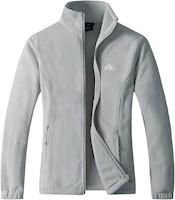 Gimecen Women's Full Zip Soft Fleece Jacket With Zipper Pockets - light Grey