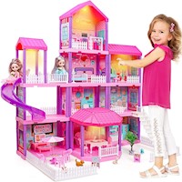 Casa de Princesas con 2 muñecas accesorios y muebles tipo Doll House