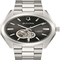 Bulova reloj clásico topógrafo hombre automático 3 agujas segundero apertura | Plata