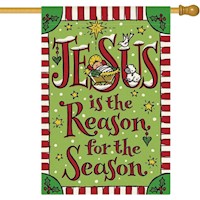 Avoin bandera de casa "Bandera navidad Jesús", 71 x 102 cm | Verde