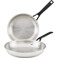 KitchenAid juego de sartenes 21 y 25 cm, acero inoxidable pulido 5 capas