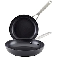 KitchenAid juego de sartenes 21 y 25 cm, inducción anodizada dura | Negro mate