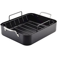 KitchenAid bandeja para asar anodizada dura 33 x 40 cm, rejilla | Negro