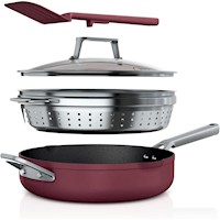 Ninja sartén CW102RD Foodi NeverStick Possible con tapa y accesorios, 4 qt / 3,8 L | Cherry Tart