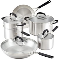 KitchenAid juego ollas y sartenes acero inoxidable 10 piezas