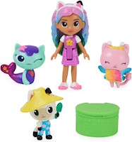 GABBY'S DOLLHOUSE, GABBY AND FRIENDS- JUEGO DE FIGURAS CON MUÑECA RAINBOW GABBY