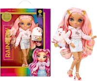 Rainbow High Jr. High: Kia Hart,muñeca rosa posable 9",accesorios,mochila suave