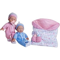 LA BABY gemelas muñecas 11"/28 cm blandas con accesorios