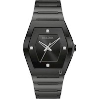 Bulova reloj moderno de hombre 3 agujas cronógrafo diamantes Gemini | Negro