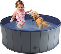 NIUBYA PISCINA PORTÁTIL PARA MASCOTAS, BAÑERA PLEGABLE ANTIDESLIZANTE