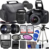 Canon cámara réflex EOS 2000D kit 3 accesorios objetivos reacondicionado | Negro