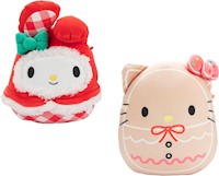 SQUISHMALLOWS PAQUETE DE 2 PELUCHES NAVIDEÑOS DE HELLO KITTY Y MY MELODY DE 8'