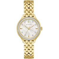 Bulova reloj clásico de mujer 3 agujas de cuarzo esfera de nácar | Oro