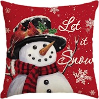 Avoin funda de cojín navideña Colorlife con muñeco de nieve, 45 x 45 cm | Roja