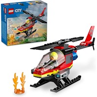 Lego City Helicóptero de bomberos con minifigura piloto, juguete 5+