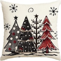 Avoin funda de cojín con estampado de árboles de Navidad, 45 x 45 cm | Rojo