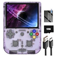 Juego portátil retro 128 GB , pantalla 4'' Android RG405M | Morado Transparente