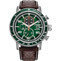 Citizen CA0851-05X reloj cronógrafo Eco-Drive bisel verde | Marrón/Verde