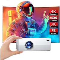 JOWLURK Proyector 1080P WiFi/Bluetooth 4K 15000 Lumen - 200 pulgadas