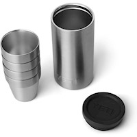 YETI Rambler Juego de 4 vasos de chupito con estuche de transporte color plata