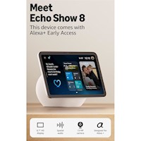 Amazon Echo Show 8, pantalla HD 8.7 in / 22 cm con audio espacial y Alexa+ | Blanco glaciar