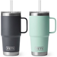 YETI Rambler Pack de 2 vasoa con sorbete de 25 oz color gris y turquesa